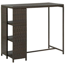 FAMIROSA Tavolo da Bar con Ripiani Marrone 120x60x110 cm in Polyrattan