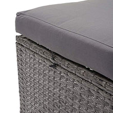 Mendler Panca panchina HWC-G16 polyrattan 112cm Grigio Cuscino Grigio Scuro