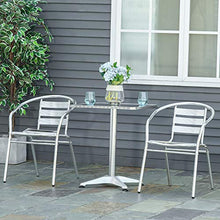 Outsunny Set Tavolino e Sedie da Giardino da 3 Pezzi, Arredamento da Giardino in Alluminio e Acciaio Inox, Argento