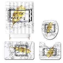 Tenda da Doccia 4Pcs Set con Tappeti, Tappeti Antiscivolo, Coperchio del Coperchio del Water, Stuoia di Forma U, Tende da Doccia Impermeabile con 12 Ganci