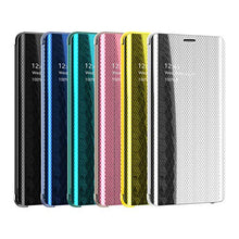 CrazyLemon custodia per Samsung Galaxy S7 Edge, custodia protettiva sottile e leggera con specchio visibile in pelle PU + custodia ibrida antiurto per PC in microfibra - Argento