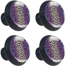 Gradiente Blu Viola Giallo Leopard Pattern Pomelli per Porta Set di 4 Pomelli per Mobili Manopole per Cassetti Cucina Armadio Vetro