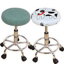 HARORU Stretch Round Seat Cover Velvet Printed Bar Stool Protector Removable for Home Kitchen Thick Stool Slipcover