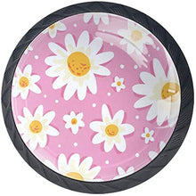 Daisy Flowers Pattern Pink Pomelli per Porta Set di 4 Pomelli per Mobili Manopole per Cassetti Cucina Armadio Vetro