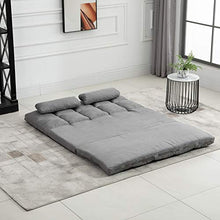homcom Divano da Terra Pieghevole a Lettino, Schienale Reclinabile su 7 Livelli e Cuscini, 130x73x60cm Grigio Chiaro