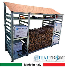 ITALFROM Legnaia Modulare Composta in Acciaio Zincato con Staffe a Parete con 7 Ripiani Tetto Verde Modulo Centrale 158 cm Varie Misure H250 cm - Modulo Iniziale (338, 60)