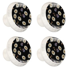 4 pcs White Cabinet Knobs for Kitchen Cabinets Bedroom Wardrobe Dresser Drawers Color flowers watercolor