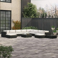 SKM Set Divani da Giardino 12 pz con Cuscini in Polyrattan Nero (105.1kg)