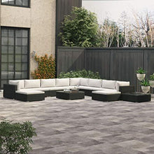UnfadeMemory Set Divani da Giardino con Cuscini Set Mobili da Giardino 12 pz con Cuscini in Polyrattan Nero - Arredi Casa