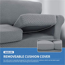 MAXIJIN 4 Pezzi più recenti Fodere per Divano Extra Large Jacquard per 3 posti Fodera per Divano Antiscivolo Elasticizzata per Cani Fodera per Divano per Animali Domestici (4 Posto, Grigio Chiaro)