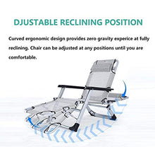Hfyg Lettino Prendisole Sedia Gravity Zero Sedia Sdraio Pieghevole Sedia da Campeggio Portatile reclinabile Sedia da Giardino Supporto 200kg Chaise Longue (Color : Light Gray)