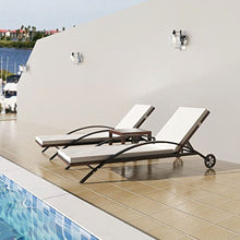 mewmewcat Set Lettino Prendisole/Sedie a Sdraio 3 pz in Polirattan Marrone