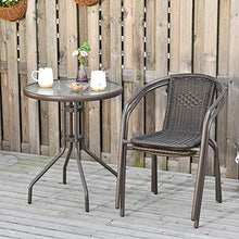 Set Tavolo e 2 Sedie da Giardino in Acciaio e Rattan Marrone