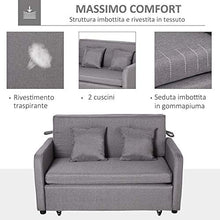 homcom Divano Letto 2 in 1 con Vano Contenitore e Design Moderno, Letto Singolo, Imbottito e Rivestito in Lino Grigio