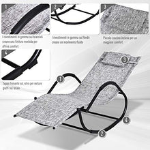 Outsunny Lettino Sedia Sdraio a Dondolo Zero-Gravity da Giardino, Impermeabile, con Poggiatesta, Grigio 160x61x79 cm