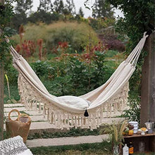 ELIAUK - Amaca doppia, con nappe, dondolo, amaca in macramè, stile boho, brasiliano, con frange, per interni e esterni, 2 x 1,5 m