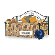 SomnusSana Divano Letto Singolo in Ferro Battuto metallo Nero, Bianco e vari colori Mod. SOFIA predisposto per rete 80x190 (non inclusa) (Blu Cobalto) - Arredi Casa