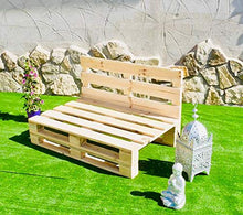 Divano in pallet, levigato e piallato, da 120 cm x 80 cm, per interni/esterni, naturale, con poltrone in pallet