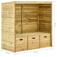 FAMIROSA Panchina da Giardino con Pergolato 3 Cassetti 170 cm Legno Pino