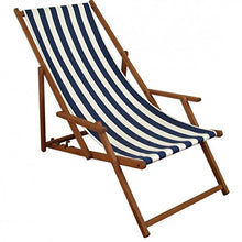 Sedia a Sdraio a Righe Bianco-Blu in Faggio con braccioli Parasole da Spiaggia 10-317S