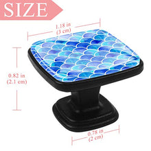 Scaglie di sirena blu dell'acquerello Pomelli per Porta Set di 4 Pomelli per Mobili Manopole per Cassetti Cucina Armadio Vetro