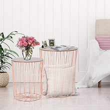 Zjcpow - Comodino con base in metallo MDF, con piano rialzato, colore: oro rosa