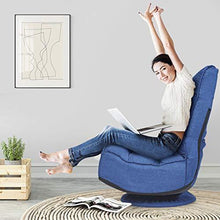 COSTWAY Poltrona Sedia Relax Pieghevole Reclinabile Girevole, Divano Comodo per Studio Salotto, con Schienale, Ottima per Rilassarti (Blu) - Arredi Casa