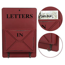 Cassetta Postale in Legno, Decorazione per Casa, Rosso/Grigio/Bianco (W261801 Rosso)