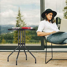 Relaxdays Tavolo Rotondo da Giardino, Aspetto Rattan, Tavolino da Balcone Bistrò Plastica e Metallo, HD: 74x60 cm, Nero