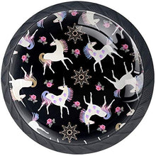 Misteriosa Unicorn Rose Floral Black Night Pomelli per Porta Set di 4 Pomelli per Mobili Manopole per Cassetti Cucina Armadio Vetro