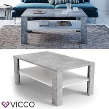 Vicco Tavolino da divano Tavolino da salotto Cemento Bianco con ripiano