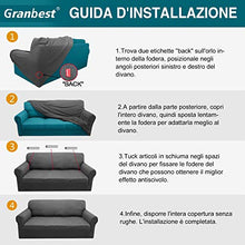 Granbest 1-Pezzo Copridivano Elasticizzato 4 Posti Universale Antiscivolo Fodera per Divano Design a Strisce Tessuto Spesso (4 Posti, Grigio)
