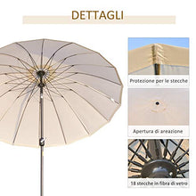 Outsunny Ombrellone da Giardino e Terrazza con Manovella, 18 Stecche e Testa Inclinabile, Ф255cm Bianco Crema