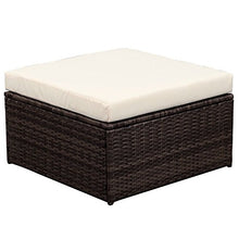 IKAYAA 7pcs Ammortizzata Patio Esterno Divano Mobili da Giardino Impostato Vimini Ottomano Divano ad Angolo Mobile Componibile in Rattan TUV Test Report