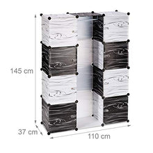 Relaxdays 10021966 Armadio Guardaroba, Bianco-Nero, Moderno, 9 Scomparti, Plastica, Divisorio, 145 x 110 x 37 cm, black/white