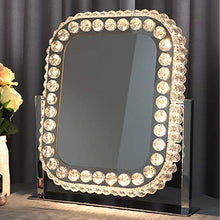 LOVEHOUGE Specchio per Il Trucco con Luci,Specchio Cosmetico in Cristallo con Luci Dimmerabili,Touch Screen,Specchio Cosmetico Girevole A 360 Gradi