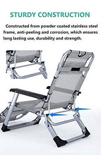 Hfyg Lettino Prendisole Sedia Gravity Zero Sedia Sdraio Pieghevole Sedia da Campeggio Portatile reclinabile Sedia da Giardino Supporto 200kg Chaise Longue (Color : Light Gray)