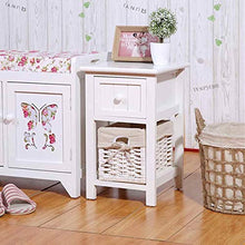 AINIYF Tavolo Comodino in Legno for Comodino for divani Organizer 2 Livelli 1 cestini e 1 Comodino Bianco