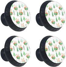 Maiale sveglio con l'albero di Natale verde del caffè del maglione Pomelli per Porta Set di 4 Pomelli per Mobili Manopole per Cassetti Cucina Armadio Vetro