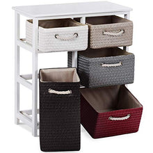 Cassettiera ， Cassettiera in Legno A 3 Ripiani Armadio Rack 5 Cestini Intrecciati in Vimini Organizer in Addit