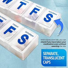Organizer per pillole settimanale - Confezione da 4 planner per pillole extra large da 7 giorni e organizer per pillole giornaliero e promemoria per i farmaci, dal lunedì alla domenica, senza BPA