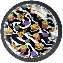 Pizza Hamburger e Patatine Fritte Pomelli per Porta Set di 4 Pomelli per Mobili Manopole per Cassetti Cucina Armadio Vetro