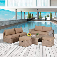 giordano shop Set Salotto da Giardino in Polyrattan Divano 2 Poltrone Miozzi Kore Cachi e Beige