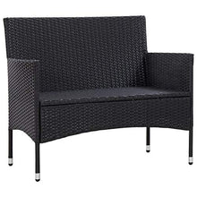 vidaXL - Panchina da giardino, 103 cm, in polyrattan, colore: Nero