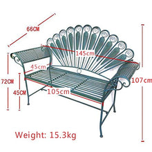 Sedile per Sedia da Giardino in Ferro Battuto Rustico in Metallo in Ferro Battuto per Esterni Design in Piuma di Pavone