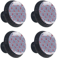 Red Ship Anchor Pattern Marine White Stripe Pomelli per Porta Set di 4 Pomelli per Mobili Manopole per Cassetti Cucina Armadio Vetro