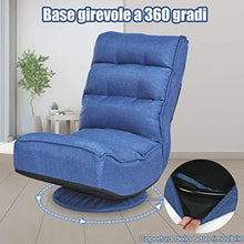COSTWAY Poltrona Sedia Relax Pieghevole Reclinabile Girevole, Divano Comodo per Studio Salotto, con Schienale, Ottima per Rilassarti (Blu) - Arredi Casa