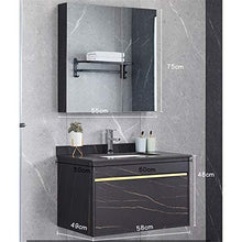 Set di Mobiletti Specchio e Lavabo Mobile da Bagno Mobile lavabo da Parete Combinato Combinazione Bagno Vanity Mirror Armadietto (Color : Black, Size : 50x60x48cm)