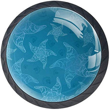 Starfishes Pattern Ocean Blue Pomelli per Porta Set di 4 Pomelli per Mobili Manopole per Cassetti Cucina Armadio Vetro
