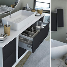 Mobile bagno sospeso moderno Bellagio sospeso grafite, misura cm 175, con specchio a led, top e lavabo